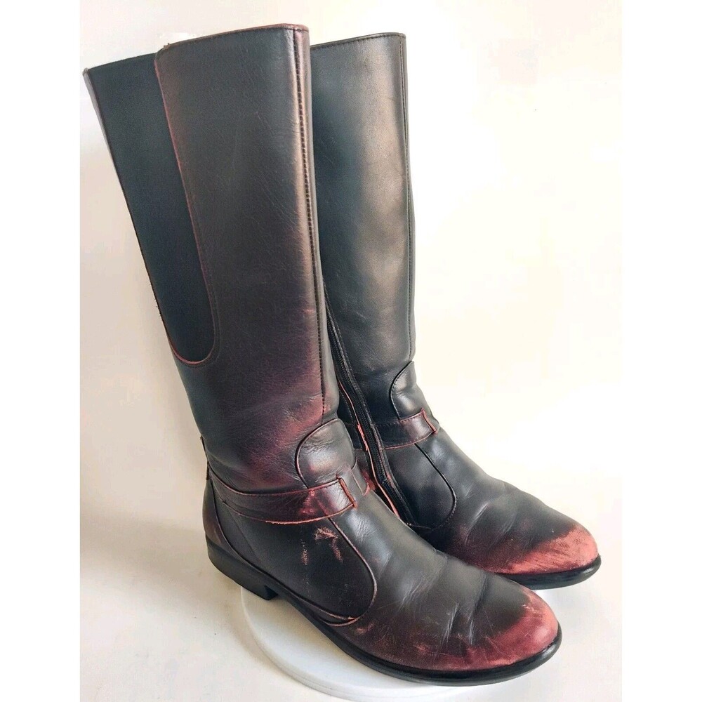 Naot Riding Boots Size 9 / 40 Leather Knee High‎ Tall Equestrian Black Cherry